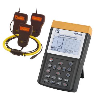 Wattmètre à 3 phases - PCE-830-3 avec pinces ampèremétriques flexibles 3000A - PCE INSTRUMENTS_0