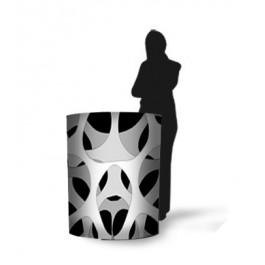 Comptoir cylindrique - bureau d'accueil pour stands ouverts - impact visuel à 360° - impression offerte_0