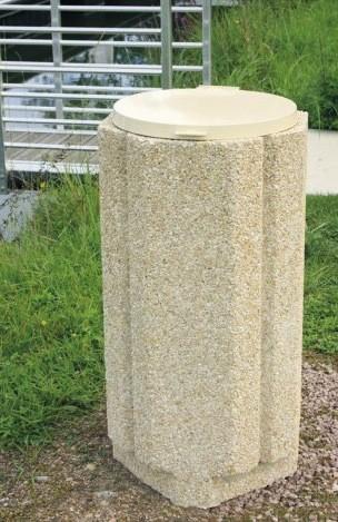 Corbeille de propreté en béton Lugo - 80 L - Résistante aux chocs - 190 kg_0