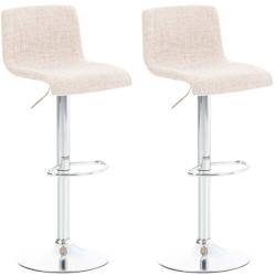 Décoshop26 - Set de 2 tabourets de bar repose-pied confortable en tissu crème et métal chromé 10_0004205 - 3000251982596_0