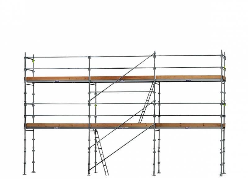 Échafaudage façadier Duarib F3000 - garde-corps en lisses, plancher alu/bois, 60m² de travail_0