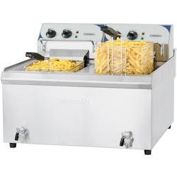 Friteuse électrique avec vanne de vidange 2 x 10 litres haut rendement Casselin - CFEV102TC_0