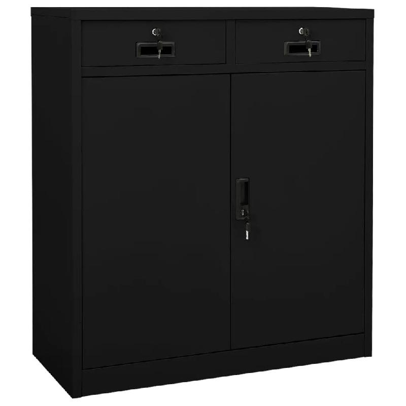 Helloshop26 - Armoire de bureau avec 2 étagères réglables rangement dossiers 90 x 40 x 102 cm en acier noir 02_0046909 - noir acier 3000234493958_0