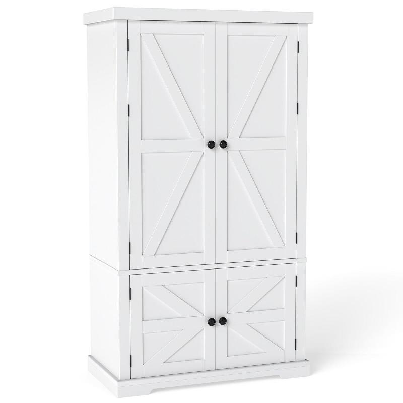 Helloshop26 - Armoire de rangement 77 x 40 x 139 cm grande capacité avec étagères réglables moderne en MDF blanc 20_0020994 - blanc Bois manufactu_0