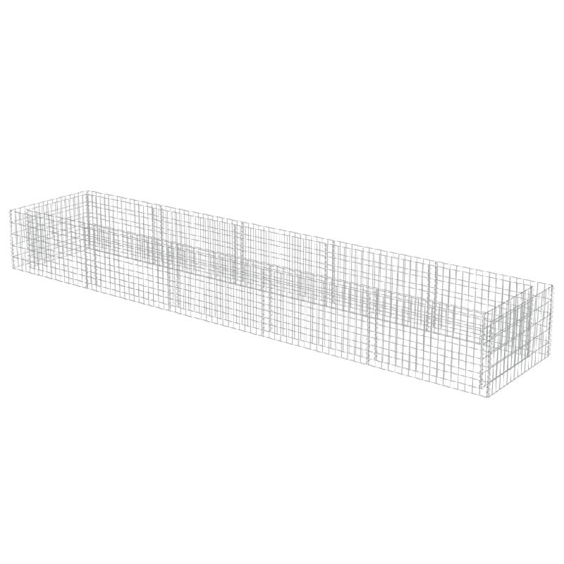 JARDINIÈRE LIT SURÉLEVÉ PLANTES FLEURS JARDIN À GABION ACIER GALVANISÉ 450 X 90 X 50 CM 02_0001304_0