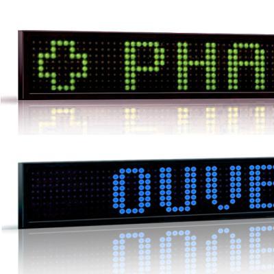 Journal lumineux monochrome H: 16 cm - LED verte ou bleue - Pitch 15 - Programmable sans fil_0