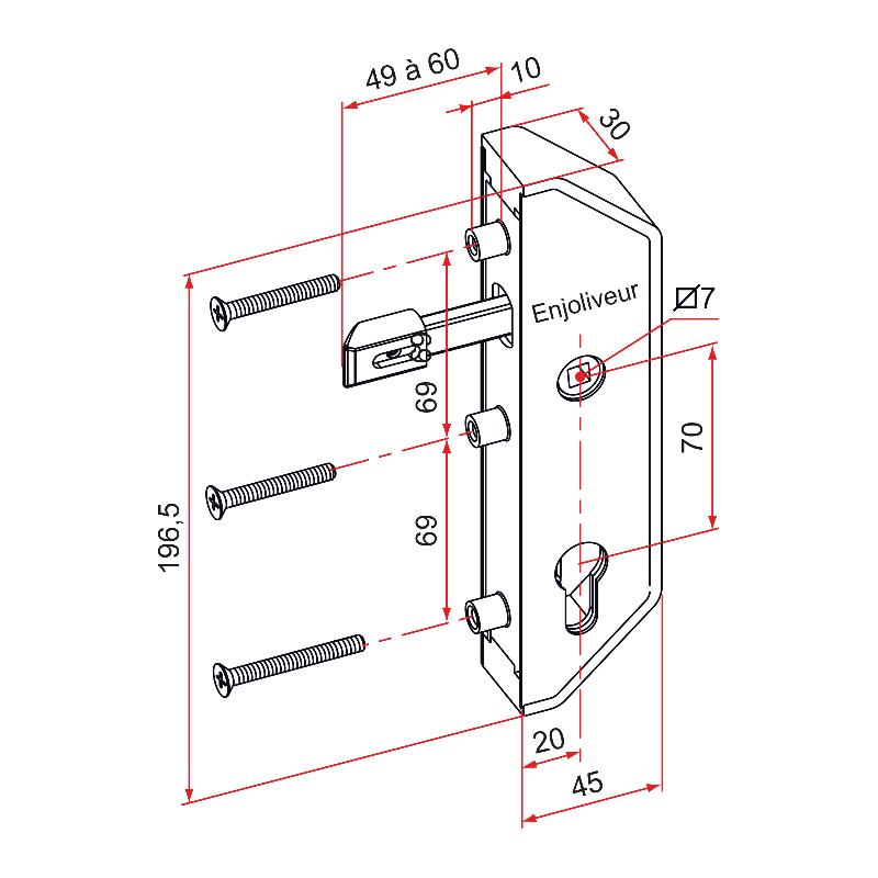 Serrure en retrait gj pour cadre 30x30mm finition blanc - TIRARD - gj791301 - 396286_0