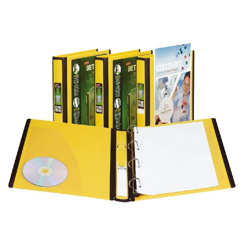 STAPLES CLASSEUR 4 ANNEAUX STAPLES BETTER - DOS 4 CM - JAUNE