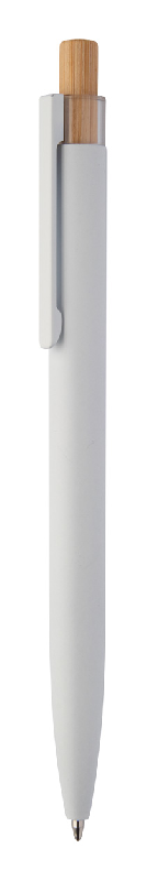 Stylo à bille en aluminium recyclé - bouton pression en bambou - encre bleue_0