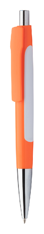 Stylo à bille en plastique - large clip pour impression - encre bleue - couleur orange_0