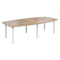 Table modulable Frégate 10 personnes chêne naturel piétement blanc_0