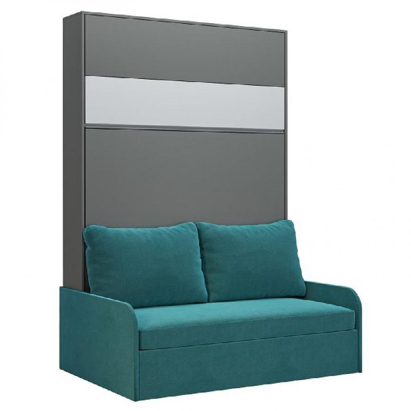 ARMOIRE LIT ESCAMOTABLE BERMUDES SOFA GRIS BANDEAU BLANC CANAPÉ BLEU 140*200 CM_0