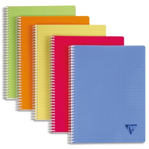 CAHIER LINICOLOR SPIRALE EN POLYPROPYLENE 100 PAGES 5X5 FORMAT 17X22CM CLAIREFONTAINE - COLORIS ASSORTIS