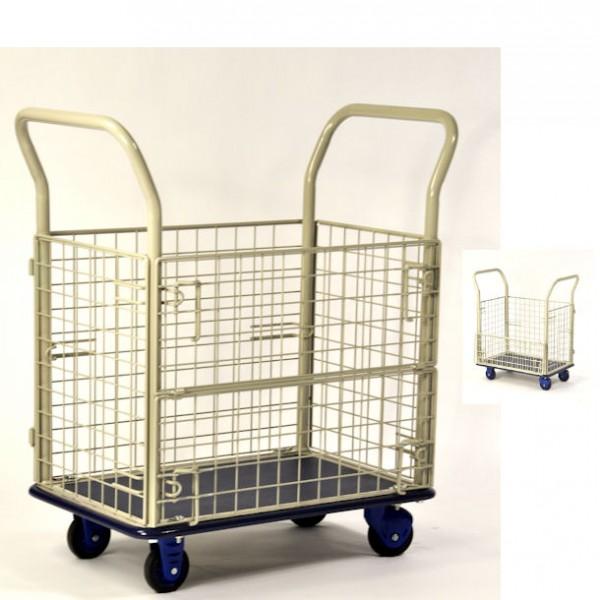 Chariot 4 côtés grillagés - porte grand côté - capacité jusqu'à 150 kg - Rolléco_0