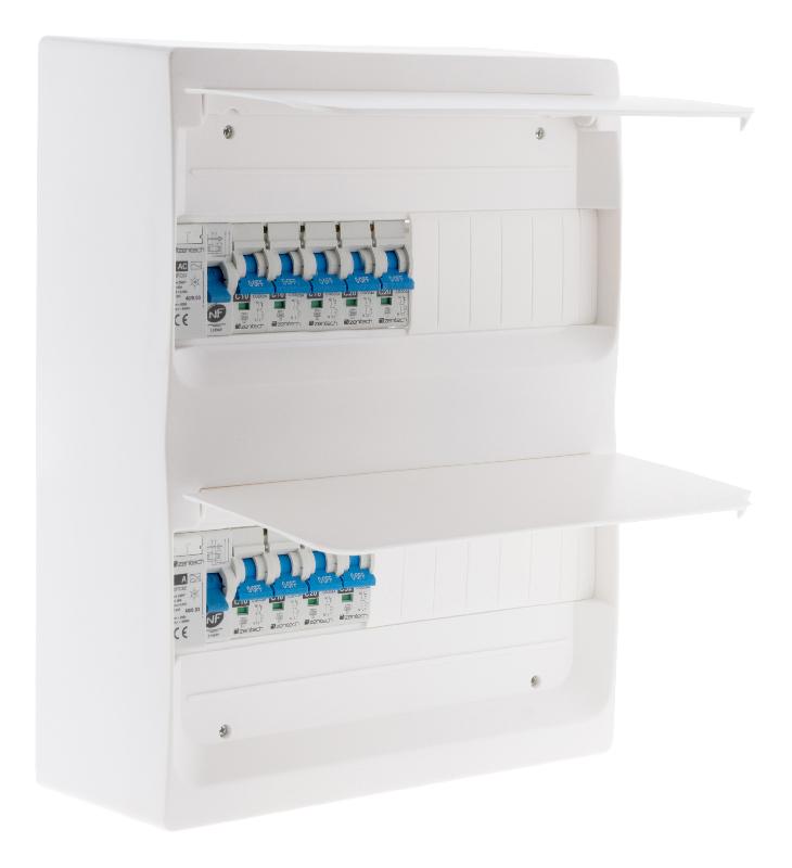 Coffret électrique T3 - 26 modules Blanc équipé de 9 disjoncteurs, 2 interrupteurs différentiels et accessoires - Zenitech_0