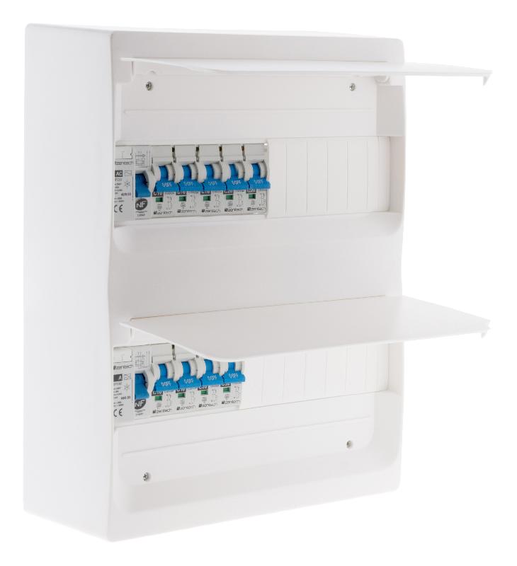 Coffret T3 26 modules Blanc équipé de 9 disjoncteurs et 2 inter. Diff. Livré avec accessoires - Zenitech_0