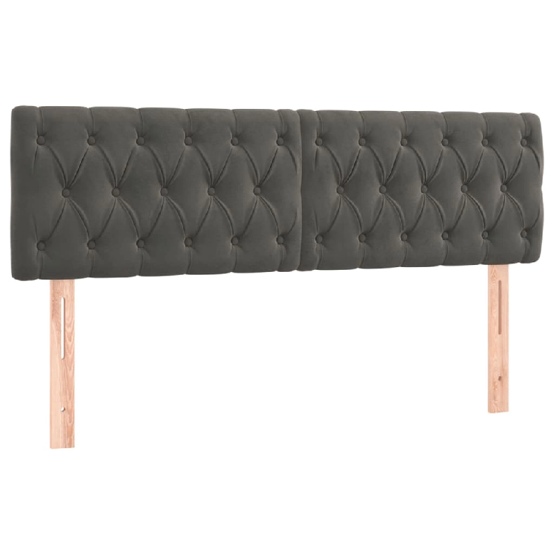Décoshop26 - Tête de lit accessoire couchage chambre à coucher meuble capitonné 2 parties 80 x 7 x 78/88 cm tissu velours gris TDL0206346 - gris 3_0