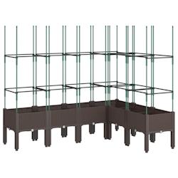 Helloshop26 - Jardinière bac lit surélevé plantes fleurs terrasse jardin avec treillis 160 x 120 x 142,5 cm PP marron 02_0038256 - 3000214187556_0