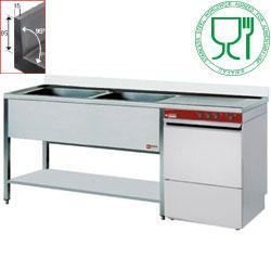Pack lave-vaisselle panier 500x500 mm 051D/6M - Plonge 2 cuves avec égouttoir droit 1600 mm Active Wash double parois - L1621VD_051D/6M_0