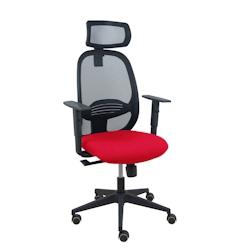 Piqueras y Crespo Silla Cilanco negra malla negra asiento bali rojo brazo regulable cabecero regulable - rouge multi-matériau 354SNM840B350B10CRPCR_0