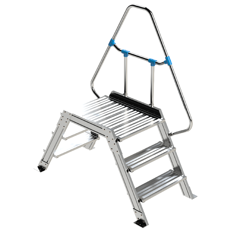 Plateforme double accès 60° - 2 x 3 marches - 0,60 x 1,53 m - Hauteur 0,71 à 2,21 m - Conforme EN 14.122_0
