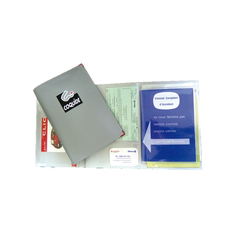 Pochette transporteur en vinyle souple, avec 3 volets intérieur pour carte grise, attestation assurance, vignette_0