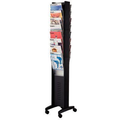 Présentoir mobile EPI 16 cases double face noir - structure métallique avec tablettes transparentes - H165xL30.2xP38.2cm_0