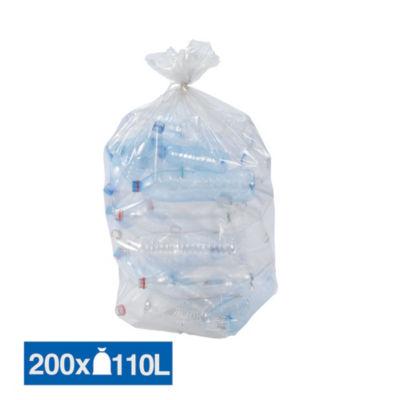 Sacs poubelle déchets courants translucides recyclés 110 L, lot de 200_0