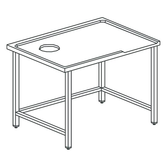 Table de triage droit avec trou, pour machines avec sortie à gauche, l=1600 mm - Z/TCD1600_0