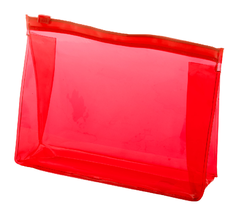 Trousse à maquillage zippée en PVC transparent - couleur rouge - 24,4 g_0
