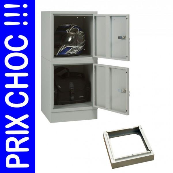 Casier cube et socle pour vestiaire - 1 à 5 cases modulables avec serrure à clé - Marque Rolléco_0