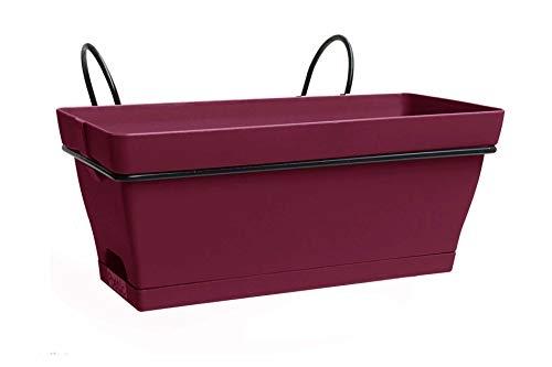 Jardinière Poétic Jardin Roméo avec support métallique - Griotte - 2L - Résistante au gel et aux UV_0