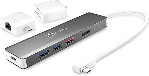 J5CREATE Hub modulaire USB-C Gen2 - modules Gigabit Ethernet et carte microSD/SD - Alimentation 100W - Transfert vidéo 4K30Hz_0