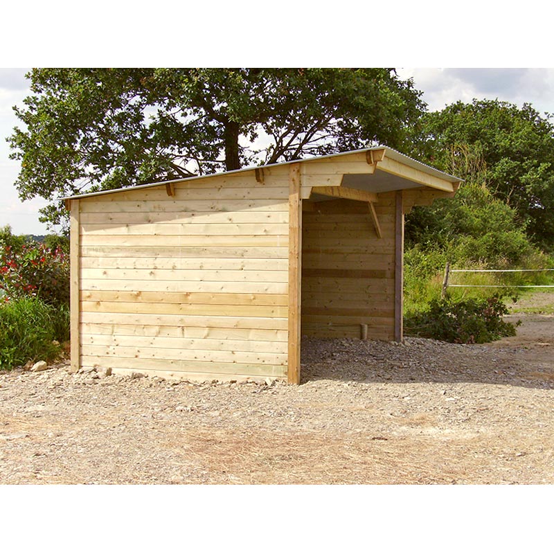 Abri de stockage / structure en bois / toiture en bacacier / bardage en bois / ancrage au sol avec platine_0