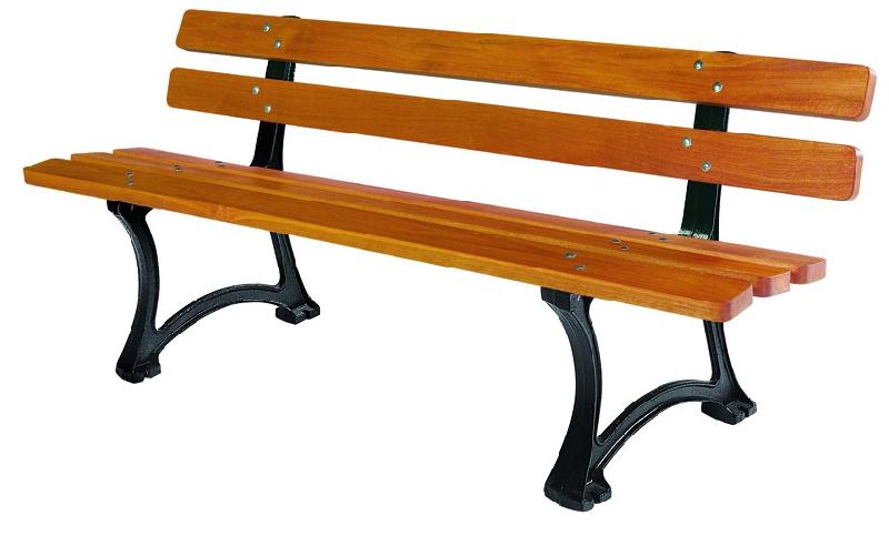 Banc public en bois exotique - 5 lames - CDIRECT-PRO Saragosse - 1,80 m - Pieds en fonte antirouille_0