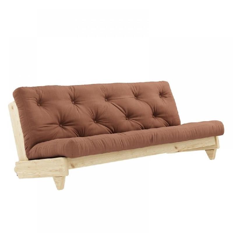 BANQUETTE CONVERTIBLE FRESH PIN COLORIS BRUN ARGILE COUCHAGE 140*200 CM._0