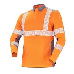 Cepovett - Polo manches longues Fluo Safe Orange / Gris Taille M - M 3603623485260_0