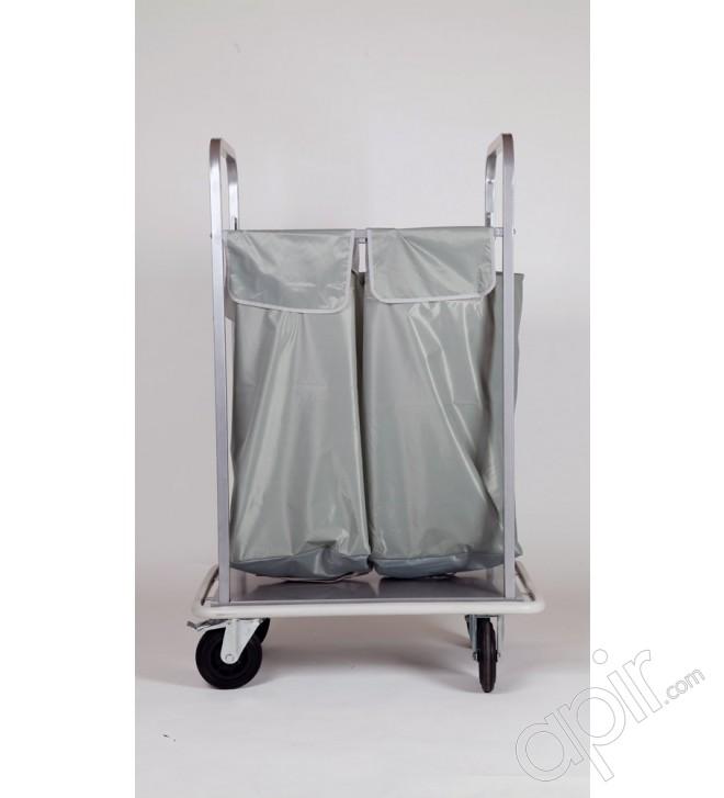 Chariot linge sale - cadre en métal argenté - 2 à 4 sacs - roulettes pivotantes_0