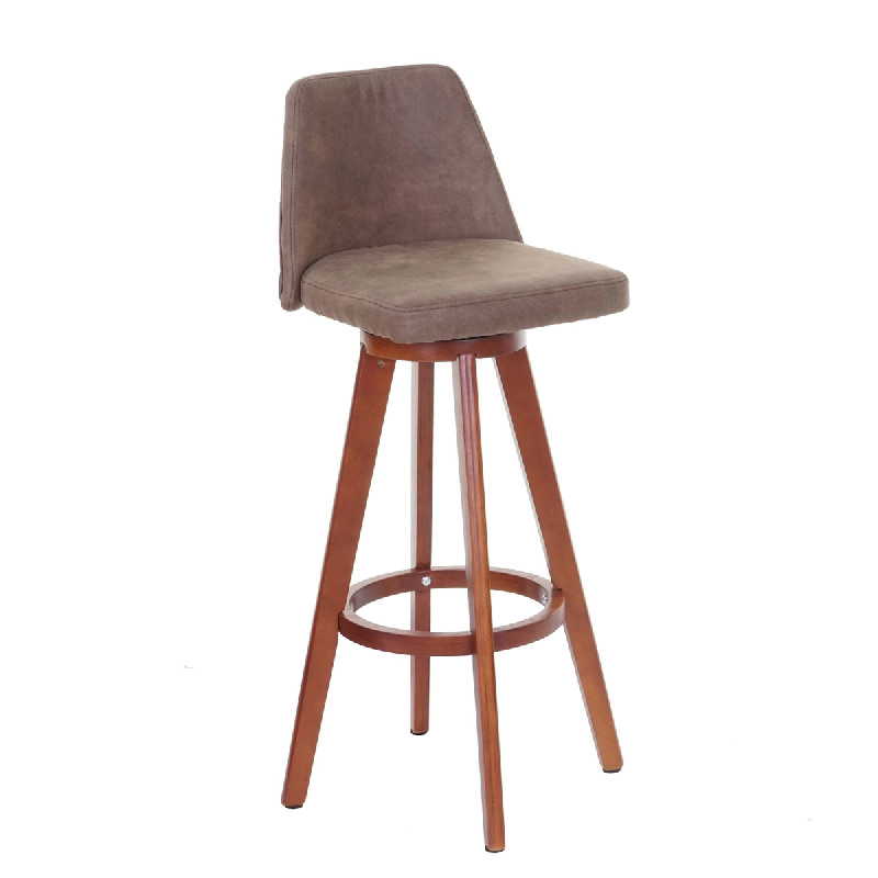 Décoshop26 - Tabouret de bar chaise de comptoir en synthétique marron pivotant pieds en bois marron 04_0005274 - marron 3000129132696_0