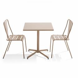 Oviala Business Ensemble table inclinable de terrasse et 2 chaises taupe - Oviala - gris acier 109469_0