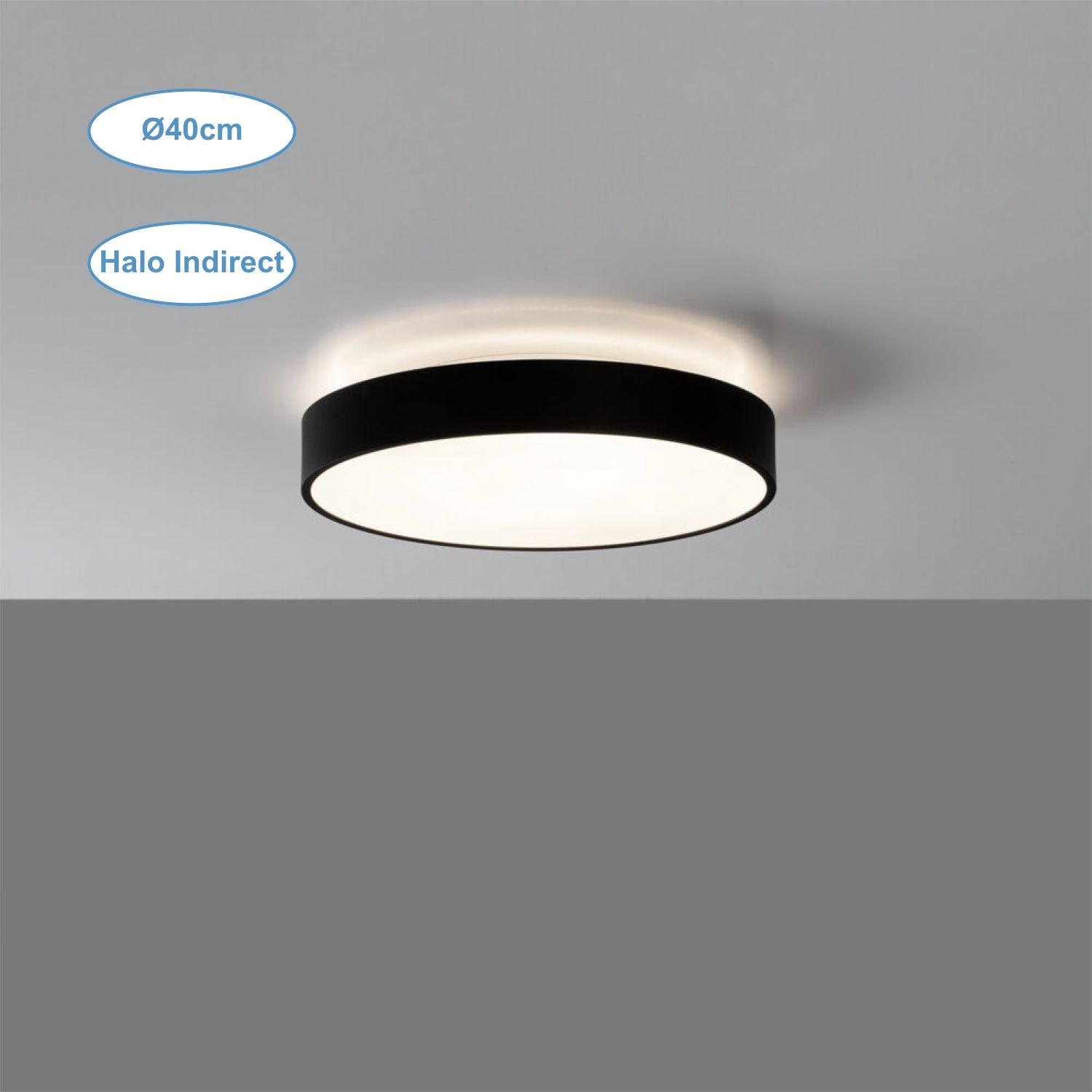 Plafonnier led ø40cm 30w 2700lm   halo indirect 5w couleur blanc ou noir_0