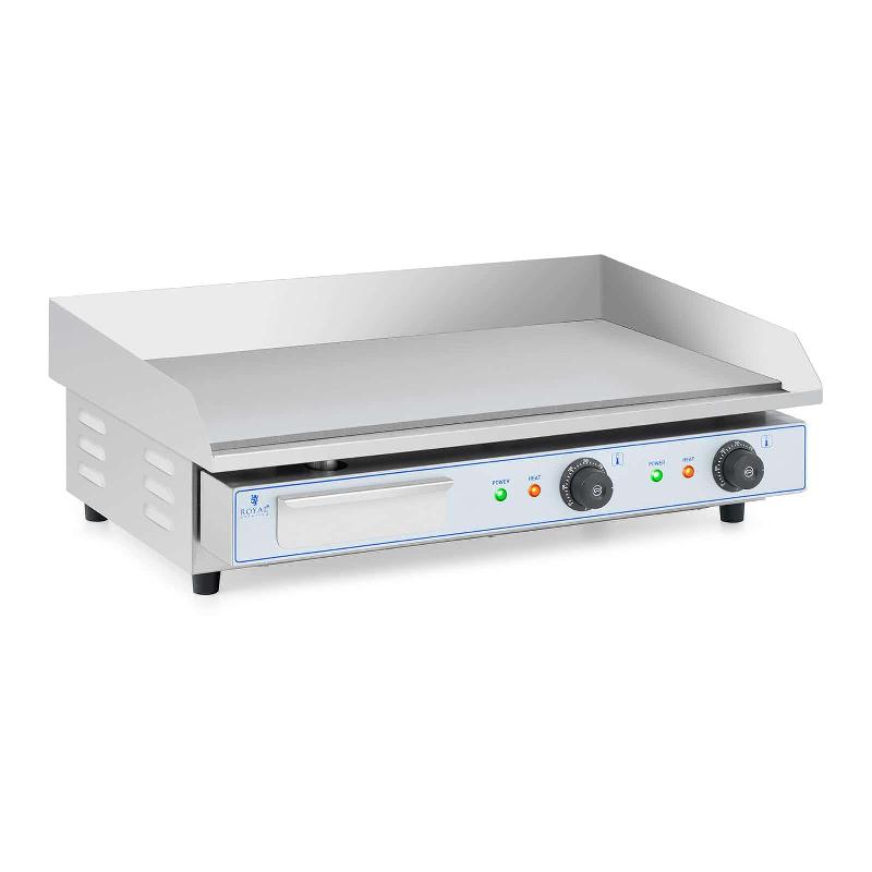 Plancha électrique professionnelle en acier inoxydable - 2 feux, 2 x 2 200 W, plaque lisse 730 x 400 mm - Pour restaurant et snack_0