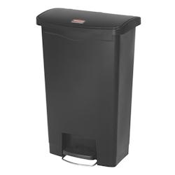 Poubelle à pédale frontale Rubbermaid Slim Jim beige 50L - plastique noir - résine polyéthylène - mécanisme en retrait_0