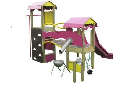 Structure de jeux en bois - Toboggan La Playa - 2 à 8 ans - Fabriquée en France_0