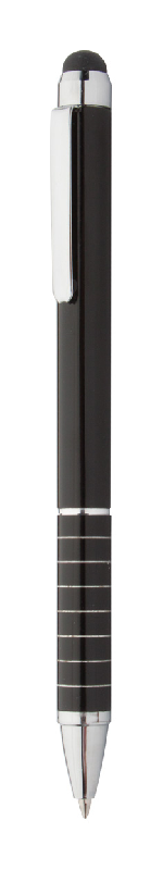 Stylo à bille en aluminium - Stylet intégré - Couleur noire - Encre bleue_0