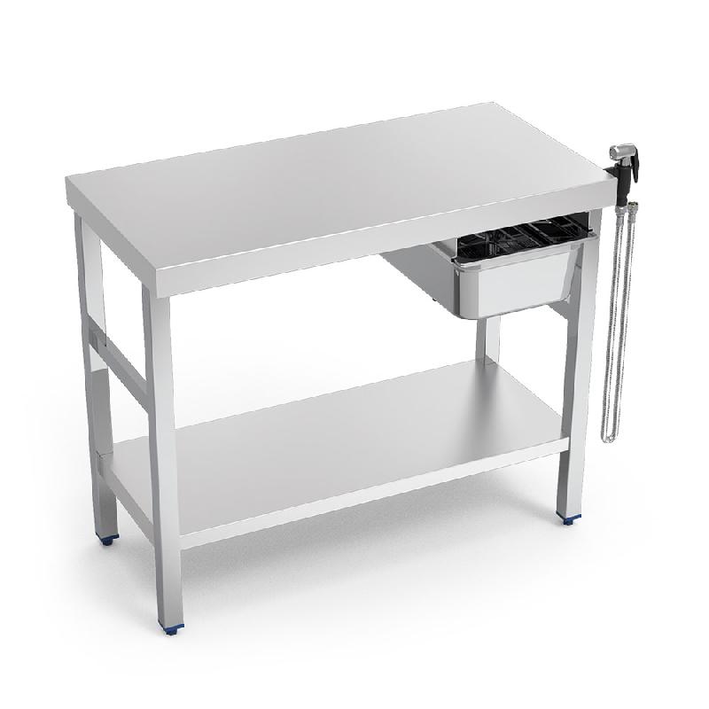 Table de cuisson pour fruits de mer - inox avec étagère basse et tiroir - P074802_0
