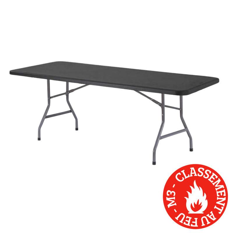 Table pliante en polypropylène gris - Grey Edition® - Normes anti-feu M3 - 183 cm x 76 cm_0