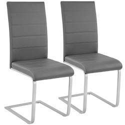 TECTAKE Ensemble de 2 chaises de salle à manger aspect cuir ergonomiques gris -402551 - gris matière synthétique 402551_0