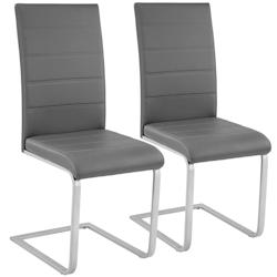 Tectake 2 Chaises de Salle à Manger BETTINA Rembourrées Pieds en métal Argentés Design Moderne - gris -402551 - gris matière synthétique 402551_0