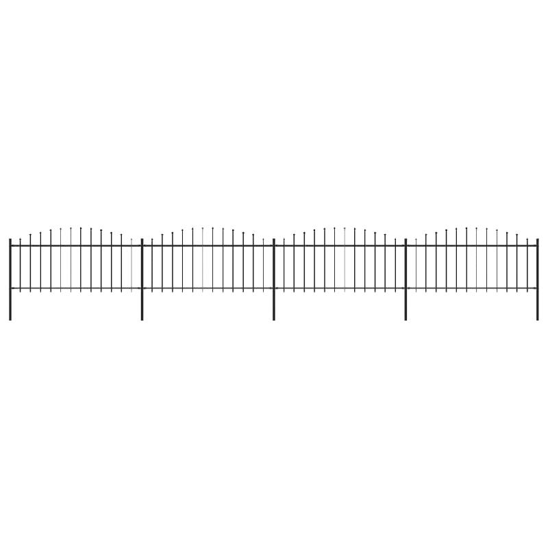 Vidaxl clôture de jardin à dessus en lance acier (0,5-0,75)x6,8 m noir 277706_0